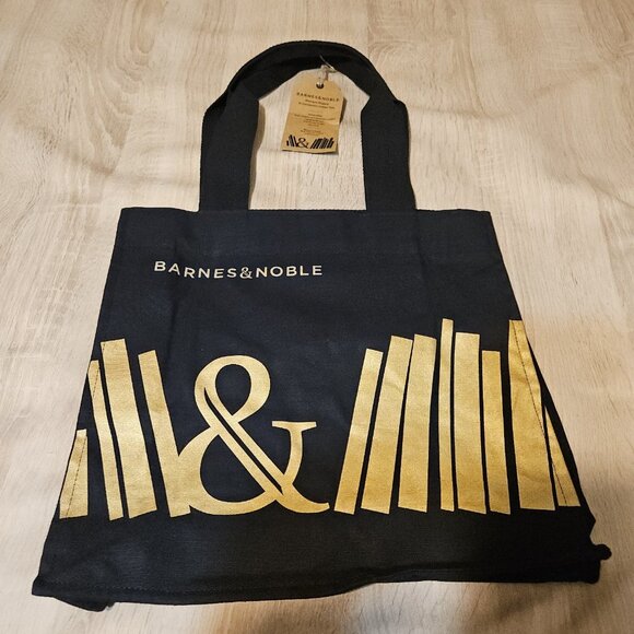 Barnes & Noble Black Gold Natural Book Canvas Reuseable Premium Cotton Tote Bag - Picture 1 of 6